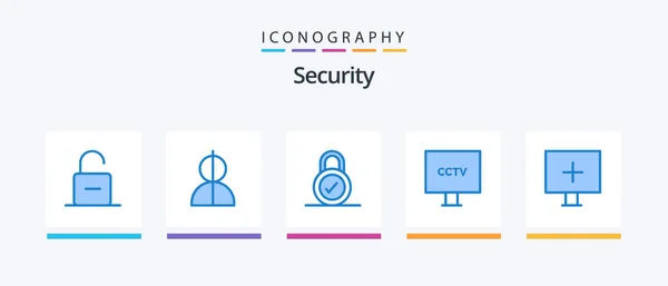 Security Blue Icon Pack Inclusiv Video Spion Profil Cctv Securitate — Vector de stoc
