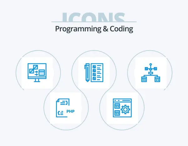 Programming Coding Blue Icon Pack Icon Design Develop Business Development — ストックベクタ