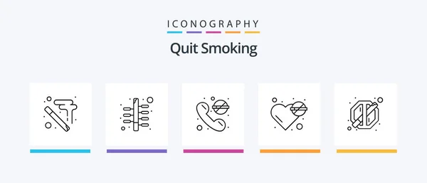 Quit Smoking Line Icon Pack Including Quit Cancer Lifestyle Unhealthy — 图库矢量图片
