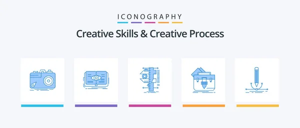 Creative Skills Creative Process Blue Icon Pack Including File Portfolio — Stock Vector