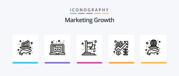 Marketing Growth Line Icon Pack Including Grow Investment Document Growth — Vetor de Stock