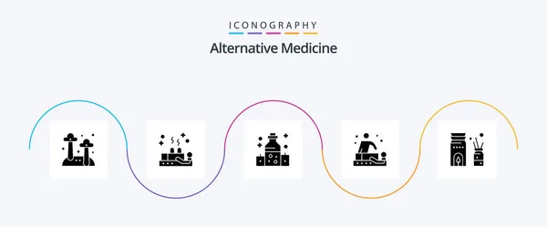 Alternative Medicine Glyph Icon Pack Including Burner Wellness Healthcare Spa — Stock Vector
