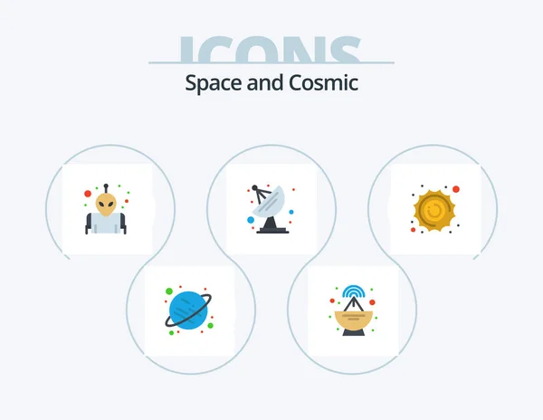 Space Flat Icon Pack Icon Design Space Space Planet Sun — Archivo Imágenes Vectoriales