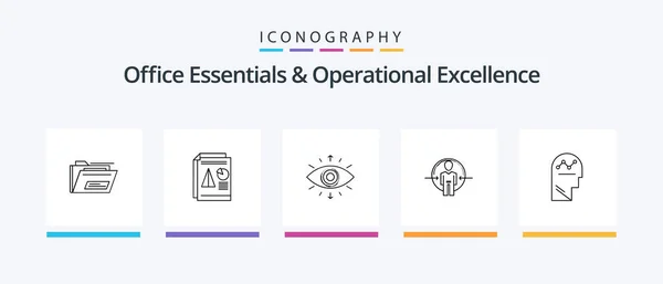 Office Essentials Operational Exellence Line Icon Pack Including Pencil Graduate — стоковый вектор