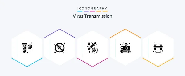 Virus Transmission Glyph Icon Pack Including Chemist Transportation Drug Medical — Image vectorielle