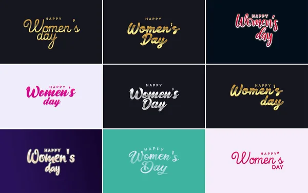 Set International Women Day Cards Logo Gradient Color Scheme — Vetor de Stock