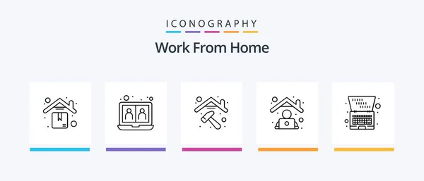 Work Home Line Icon Pack Including Conference Online Working Internet — Vetor de Stock