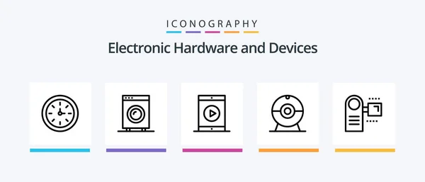 Devices Line Icon Pack Including Electronic Devices Hardware Camcorder Outline — Stok Vektör