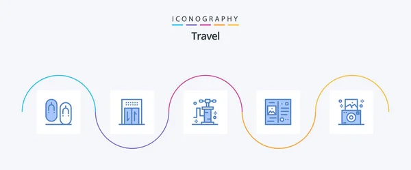 Travel Blue Icon Pack Including Regular Transport Camera Travel — Stockvector
