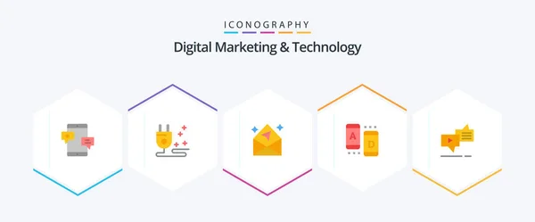 Digital Marketing Technology Flat Icon Pack Including Connection Tablet Arrow — Archivo Imágenes Vectoriales