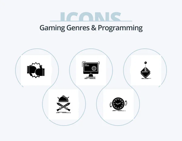 Gaming Genres Programming Glyph Icon Pack Icon Design Function Command — 图库矢量图片