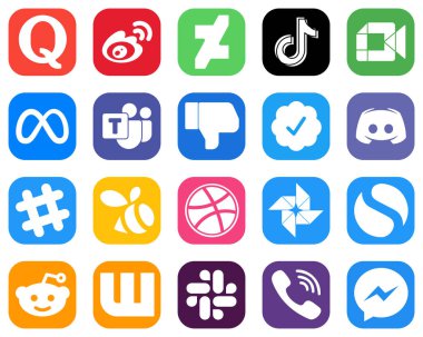 20 Simple Social Media Icons such as microsoft team. meta. douyin and google meet icons. Gradient Icons Collection