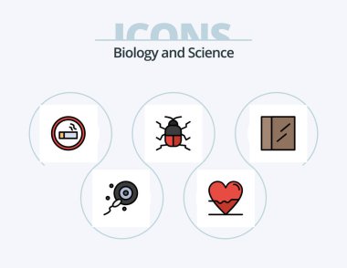 Biology Line Filled Icon Pack 5 Icon Design. lab. tablets. biology. medical. drops