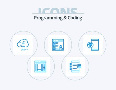 Programming And Coding Blue Icon Pack 5 Icon Design. coding. app. development. development. coding