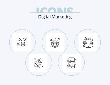 Digital Marketing Line Icon Pack 5 Icon Design. messages. megaphone. ad. monitor. commercial