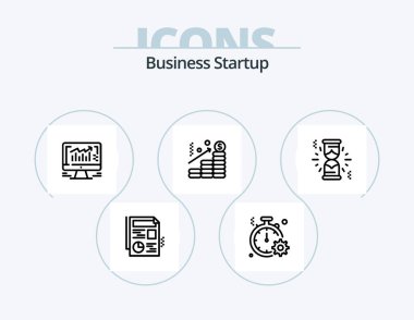 Business Startup Line Icon Pack 5 Icon Design. mobile. graph. speaker. dollar. analysis
