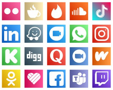 20 Unique Social Media Icons such as google duo. professional. music. linkedin and china icons. Versatile and premium