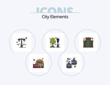 City Elements Line Filled Icon Pack 5 Icon Design. parks. road light. garden. street. lamp