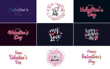 Happy Valentine's Day typography poster with handwritten calligraphy text. isolated on white background vector illustration