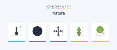 Nature Flat 5 Icon Pack Including nature. flower. snowflake. blooming. spruce. Creative Icons Design