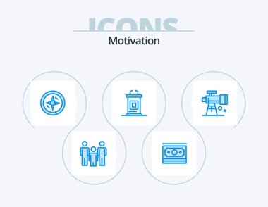 Motivation Blue Icon Pack 5 Icon Design. space. astronomy. navigation. professor. conference