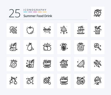 Summer Food Drink 25 Line icon pack including juice. drink. sushi. beverage. food