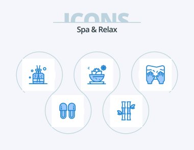 Spa And Relax Blue Icon Pack 5 Icon Design. spa. local. leaves. center. green