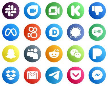 20 Versatile Social Media Icons such as snapchat. facebook. mesenger and disqus icons. Minimalist and customizable
