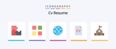 Cv Resume Flat 5 Icon Pack Including school. education. world. science. education. Creative Icons Design