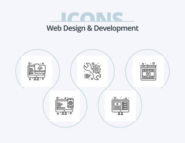 Web Design And Development Line Icon Pack 5 Icon Design. keyboard. computer. responsive. coding. tool
