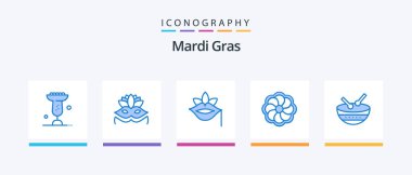 Mardi Gras Blue 5 Icon Pack Including irish. drum. flower. mardi gras. sunflower. Creative Icons Design