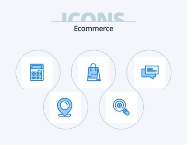 Ecommerce Blue Icon Pack 5 Icon Design. barcodes. shop. calculator. market. bag