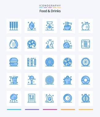 Creative Food & Drinks 25 Blue icon pack  Such As cooking. snack. food balance. meal. drinks