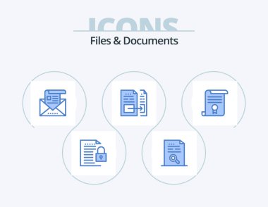 Files And Documents Blue Icon Pack 5 Icon Design. document. account. file. letter. email