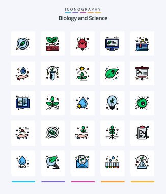Creative Biology 25 Line FIlled icon pack  Such As chemistry. energy. plant. efficient. desktop