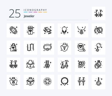 Jewellery 25 Line icon pack including hoops. necklace. cuff. jewelry. accessories