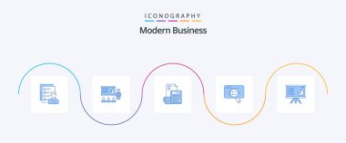 Modern Business Blue 5 Icon Pack Including business. investment. presentation. statistics. marketing