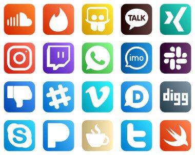 20 Essential Social Media Icons such as dislike. meta. video and imo icons. Fully editable and professional