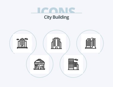 City Building Line Icon Pack 5 Icon Design. . real. building