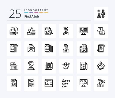 Find A Job 25 Line icon pack including path. growth. personal. career. jobs