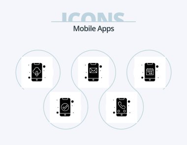 Mobile Apps Glyph Icon Pack 5 Icon Design. app. email. calling. mobile. app