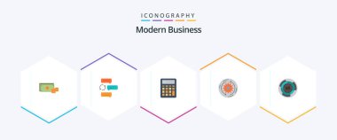 Modern Business 25 Flat icon pack including solution. financial. dialogue. calculate. accounting