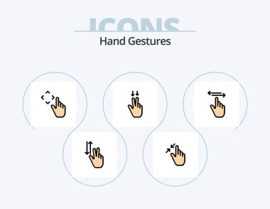Hand Gestures Line Filled Icon Pack 5 Icon Design. gestures. tab. gestures. hand. double