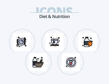 Diet And Nutrition Line Filled Icon Pack 5 Icon Design. heart beat. diet. no. protein. fitness