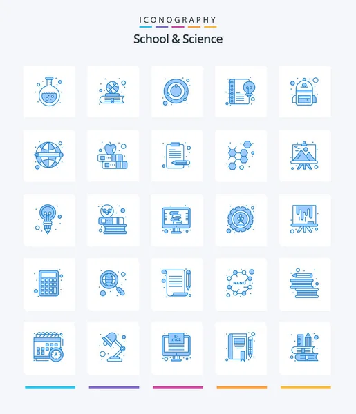 Creative School Science Blue Icon Pack School Writing Astronomy Idea — Vettoriale Stock