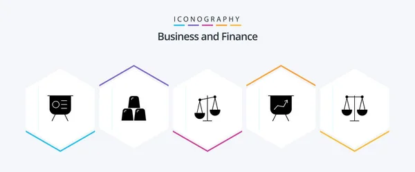 Finance Glyph Icon Pack Including Finance Balanced Gold Performance Libra — Stockvector