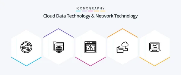 Cloud Data Technology Network Technology Line Icon Pack Including Network — Vector de stock
