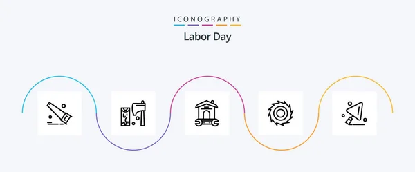 Labor Day Line Icon Pack Including Cutter Wrench Tool Tool — Stockvector