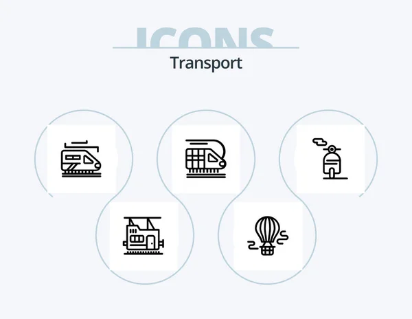Transport Line Icon Pack Icon Design Transportation Train Public Bus — стоковый вектор