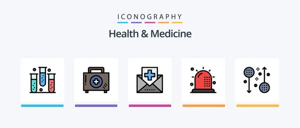 Health Medicine Line Filled Icon Pack Including Healthcare Ambulance Fitness — Stok Vektör